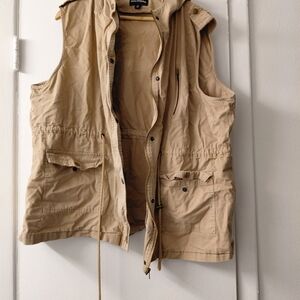 Zenana Outfitters Beige Hooded Vest